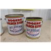 Image 3 : 4 Rogers BC Sugar Golden Syrup Tin Cans - 2 20 Pound, 2 10 Pound , 2 with Lids, All Have Handles 