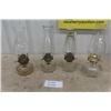 Image 1 : 4 Clear Glass Oil Lamps with Chimneys 
