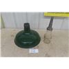 Image 1 : Vintage Glass Oiler with Spout , 16'' Green Porcelain Barn/Service Station Light 