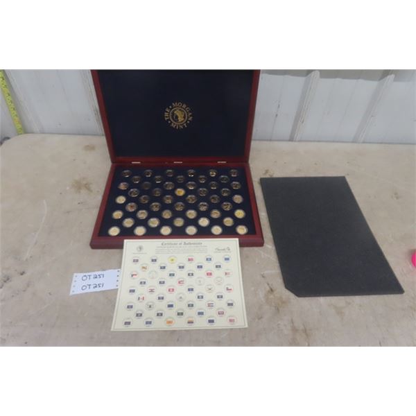 Morgan Mint Statehood 25 Cents 24k Layered Coin Set- 50 Total in Case 