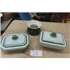 Image 1 : 2 Vintage Cast Iron Enamel Klafrestrom of Sweden Casserole Dishes with Lids and Porcelain Hall Spito