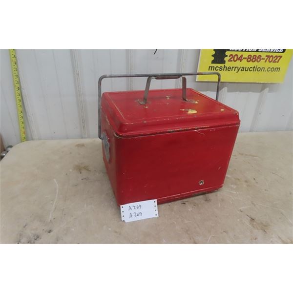 Vintage Painted Picnic Cooler 12" x12" x 14" 