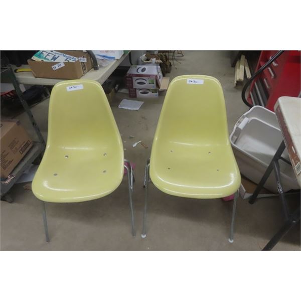 Pair of Hard Plastic Herman Miller Chairs