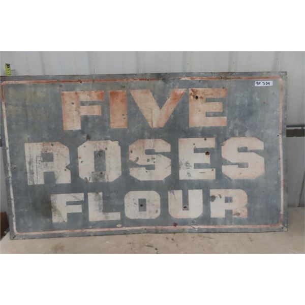 Vintage Five Roses Flour Metal Sign - Faded 32