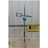 Image 1 : Vintage Windvane 44.5" Tall, Wind Arrow 18" Long with Blue Bulb