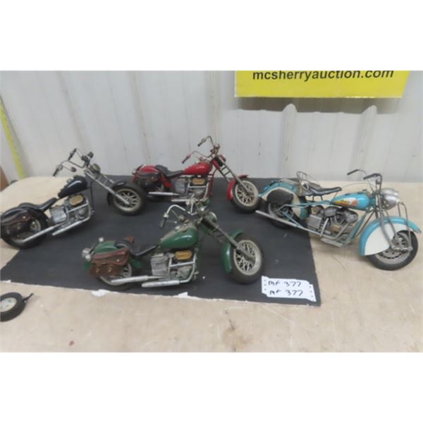 4 Metal Motorcycle Displays Approximately 10" Tall 17" Long 