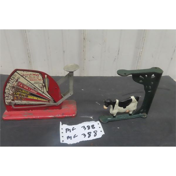 Jiffy Egg Scale + Metal Cow Hanger/ Shelf Bracket 