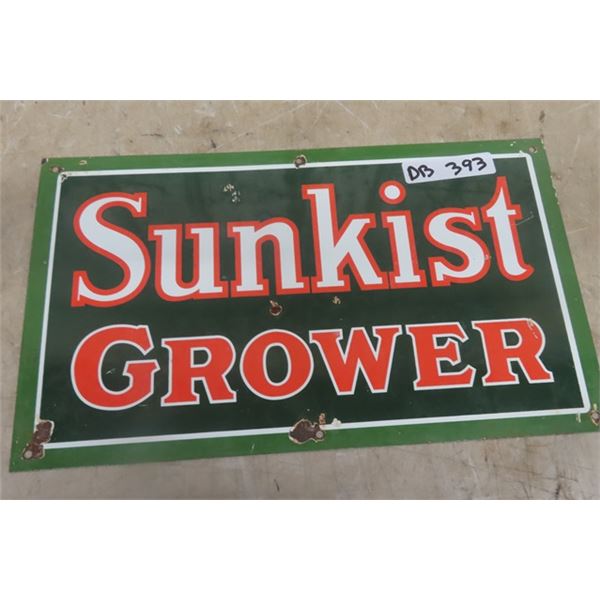 Vintage Sunkist Porcelain Sign 11" x 19" 