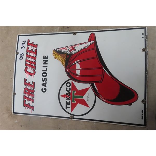 Texaco Fire Chief Porcelain Sign 9-1 53 12" x 18" 