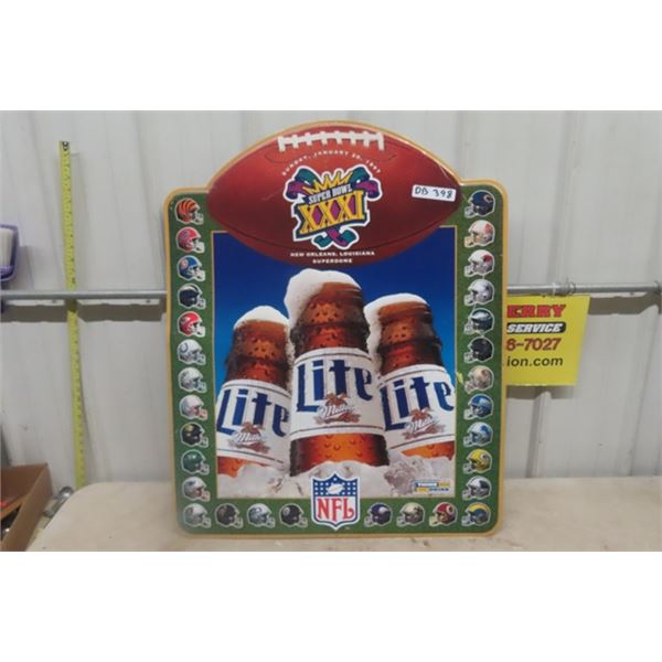 Miller Lite / NFL Superbowl Metal Sign 1996 29" x 36" 