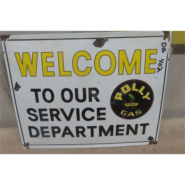 Polly Service Department Porcelain Sign 13" x 16" - Modern