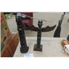 Image 1 : 2 Carved Totem Poles - Larger is 16'' and Very Heavy, Marked "Boma Canada"