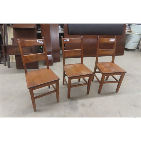 3 Solid Wood Oak? Chairs 