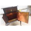 Image 4 : Walnut End Table/ Magazine Rack/ Humidore Combo with Copper Lined Cabinet 17" X 18" x 28" 