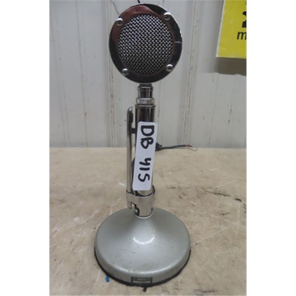 Vintage Metal Astalic Corp. Microphone with Stand Base 5.5" Wide 12" Tall 