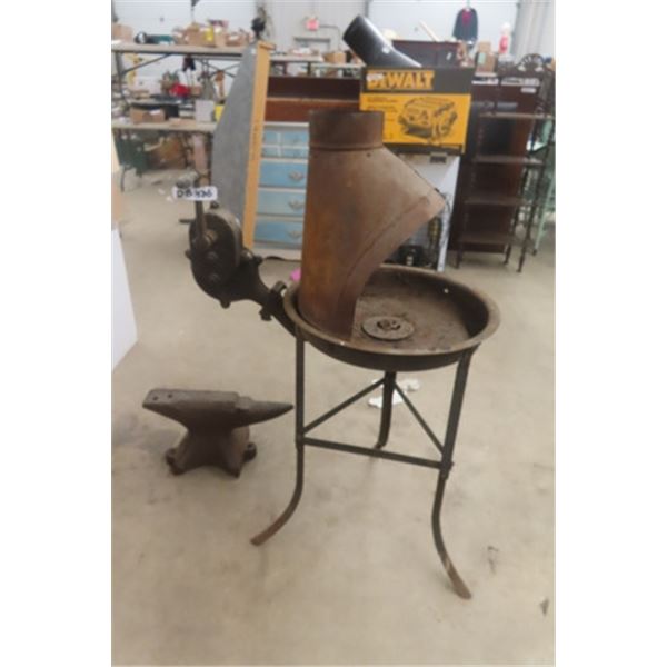 Forge with Working Blower Can Forge Blower Co. 30" Tall Not Including Hood + 20" Across the Pan