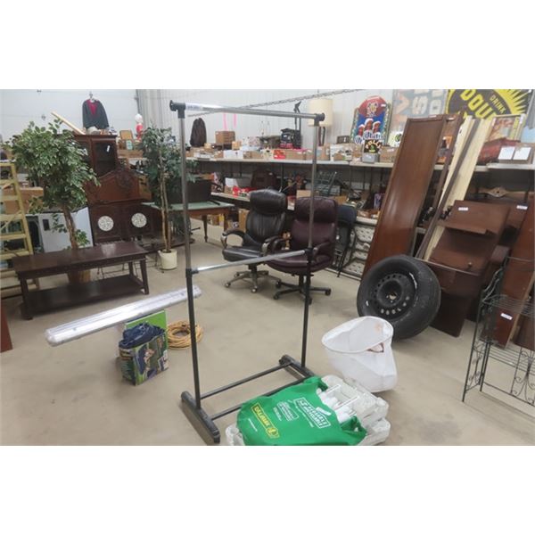 4 Tier White Plastic Shelf - 11 Uprights 32''x14'' , Rolling Clothes Cart 