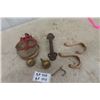 Image 1 : Cast + Wood Pulley, Brass Ornate Door Knobs, Large Barn Door Pull Handle, Hook