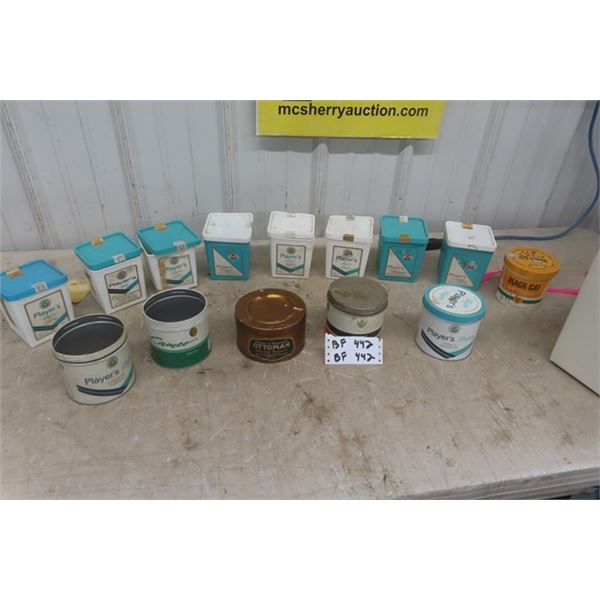 14 Tobacco Tins - Metal + Plastic ; Players, Cameo, Ottomen, Black Cat, Sweet Marie