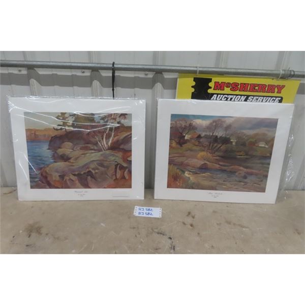2 Unframed Matted Leo Mol Prints - "Alma-Manitoba" and Whiteshell Lake 20'' x 16'' 