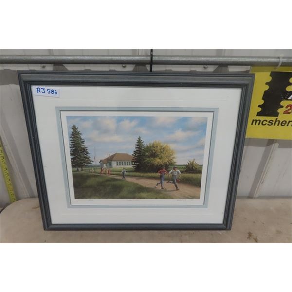 Signed Framed Numbered Print "Schools Out" 25'' x 20'' by Hubert Theroux 