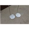 Image 3 : 2 Standing Floor Arc Lamps - Marble Base Chrome Head and Stem 