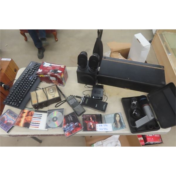 Assorted Electronics - Teak Speaker, 2 Walkie Talkies, Phillips Polisher, Lloyds Radio, Virtual Real