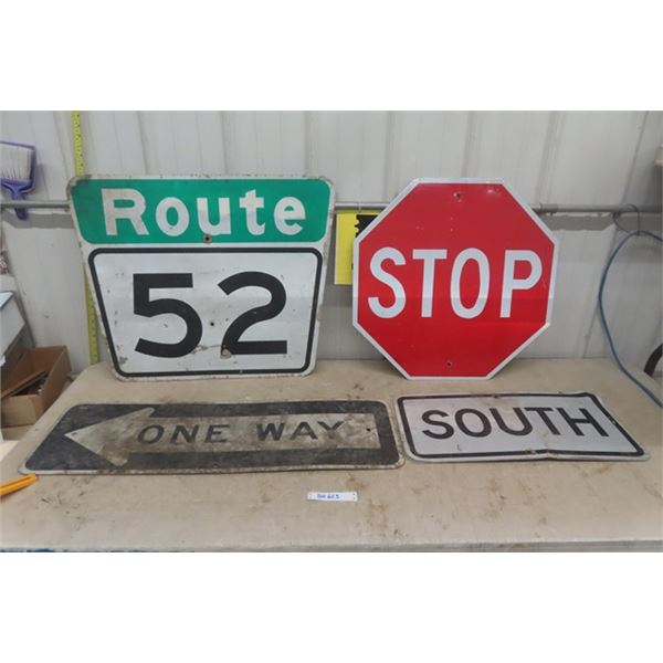 4 Assorted Street and Highway Signs 