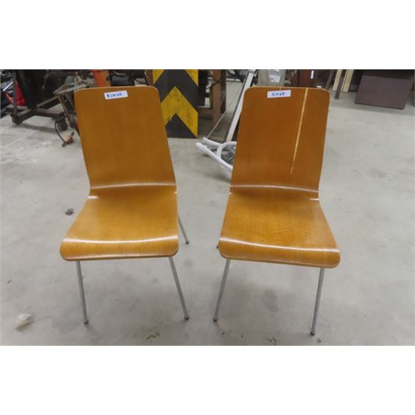 Pair of Laminate Wood Chairs 