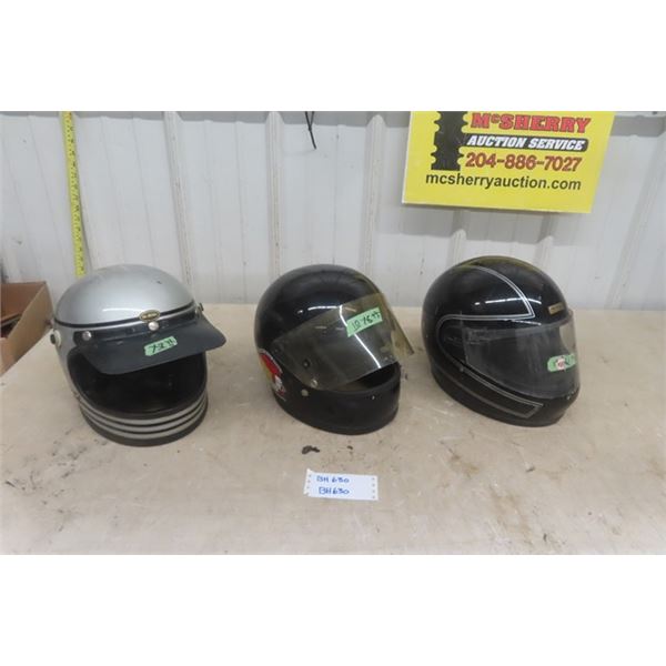 3 Motorcycle Helmets - KRW, Bell, Hondaline 