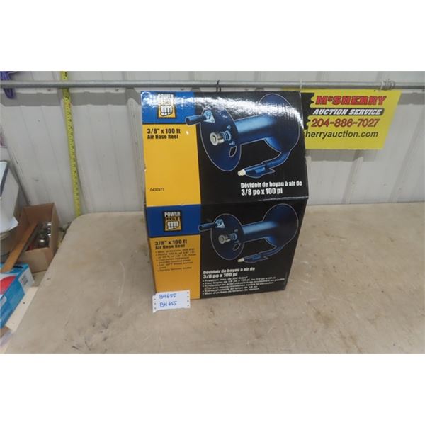 Power Fist 3/8 x 100 Foot Air Hose Reel, Brand New in Box 