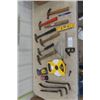 Image 1 : Assorted Hammers, Squares, Prybars, Stud Sensors, Tape Measures, Levels 