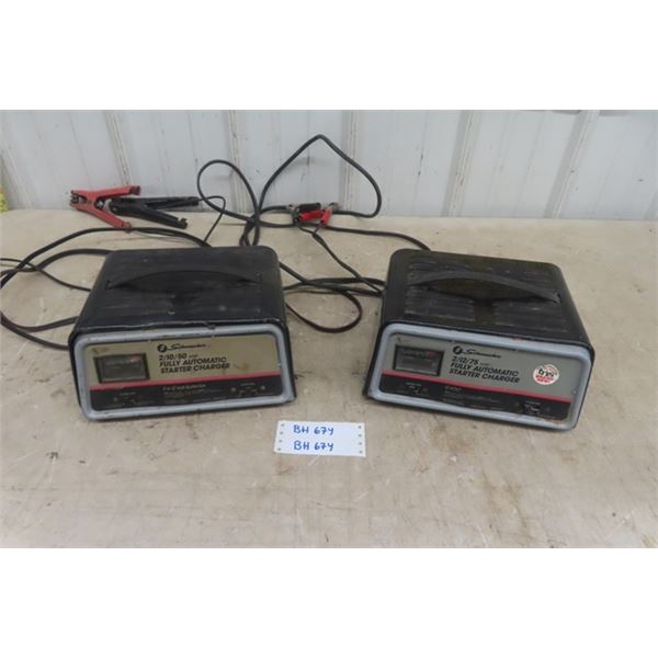 2 Schumacher Battery Chargers - 2/10/50 Amp and 2/2/75 Amp - Both with Starter Charging 