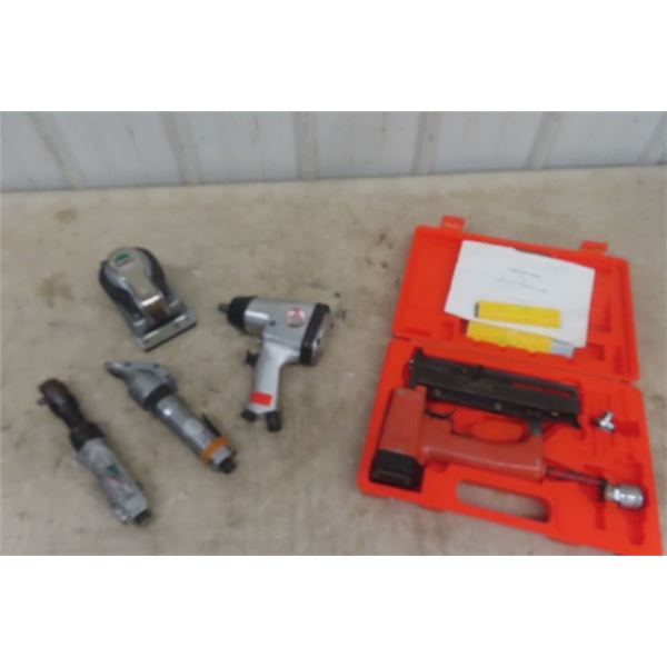 5 Air Tools - Nailer, Impact Wrench 1/2'' , Sander, Metal Shears, Ratchet