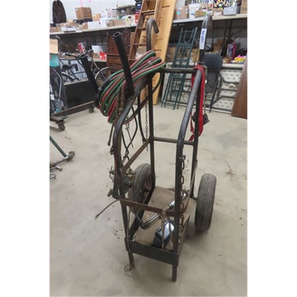 Very Heavy Duty Welding Cart - No Tanks but Has Regulators, Hose, Cutting Torch, and Goggles 