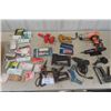 Image 1 : Assorted Staplers, Staples, Heat Gun, Cordless Screwdriver, Sewing Awl, Hand Vice, Plus More 