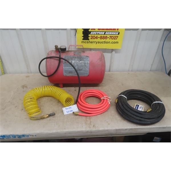 Motomaster 10 Gallon Air Tank and 3 Sets of Air Hose 