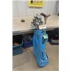 Image 1 : Blue Bag with Assorted Right Handed Clubs; MacGregor, North Western, Campbell