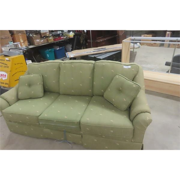 Green Cloth Sofa / Hide-a-Bed 31" X 36" X 77" 