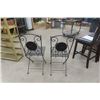 Image 4 : Pair of Heavy Duty Folding Porch Chairs with Ceramic Tile Center Back 
