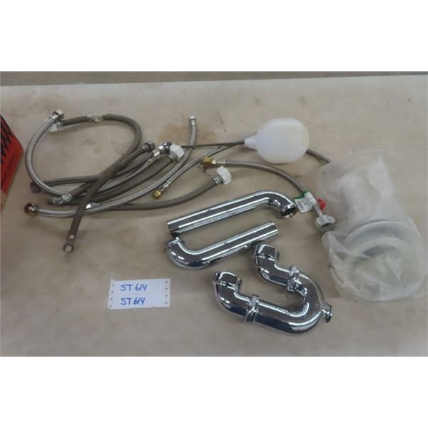 Assorted Plumbing Parts - Hoses, Drain, Trap, Float 