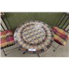 Image 2 : Nice Ceramic Tile Top Patio Table with 2 Matching Chairs - Table 28" Tall 23.5" Wide 