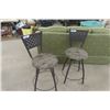 Image 1 : 2 Metal with Upholstered Seats Swivel Bar Stools 15" x 17" 36" 