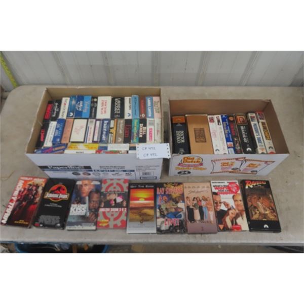 2 Boxes ASsorted VHS Movies ; Star Wars, Braveheart, Raiders plus more