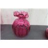 Image 2 : 4 Assorted Vintage Cranberry Glass Vases- Tallest is 9'' Tall 