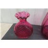 Image 5 : 4 Assorted Vintage Cranberry Glass Vases- Tallest is 9'' Tall 