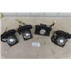 Image 6 : 4 Vintage Black Rotary Desk Phones, 1 is Bakelite Case 