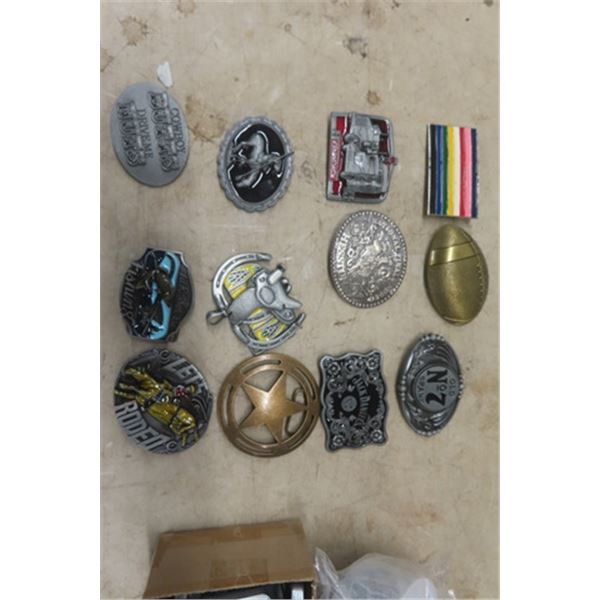 12 Assorted Belt Buckles - Jack Daniels, Kenworth, Hesston, Cowboy Butts 