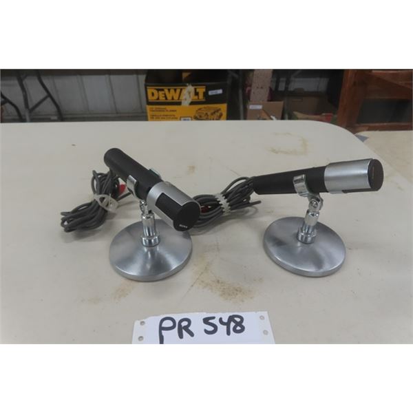 2 Sony Microphones with Chrome Bases - Sonotone 