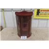 Image 1 : Small Curio Cabinet Display Case , Wood + Glass with Curved Front 6" x 12" x 18" 